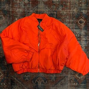 NWT Orange Bomber Puffer Jacket
